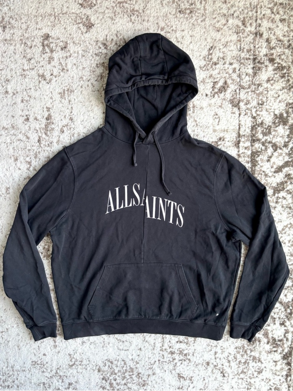 ALLSAINTS Men’s Dropout Pullover Hoodie with White Split Diverge Logo